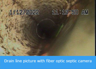 fiber optic septic camera showing the inside of a drain line