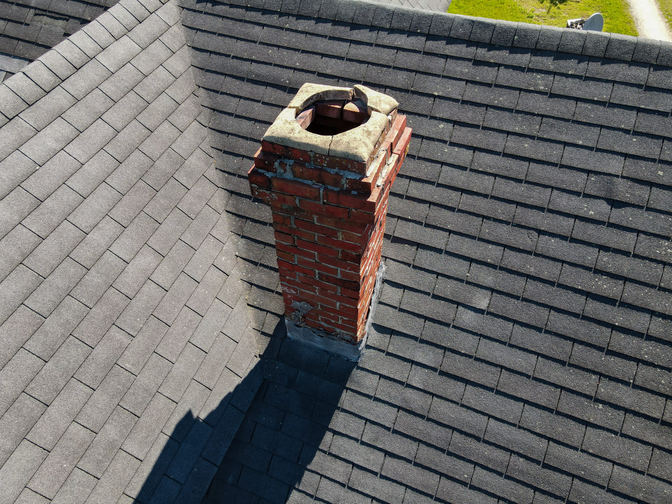 drone shot on a chimney for home inspection