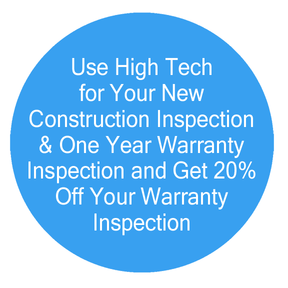 Blue Circular Advertisement for 20% Off New Construction Inspection