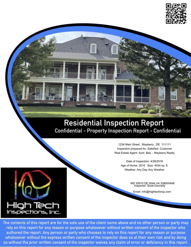 High Tech inspections residential report